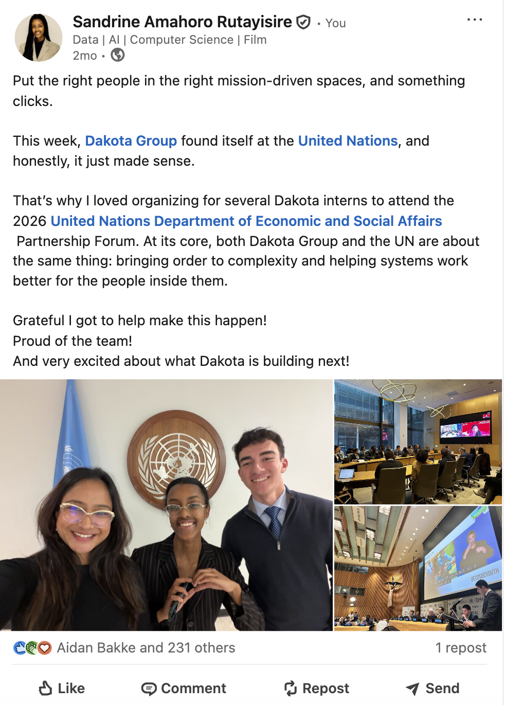 Dakota at the UN ECOSOC Youth Forum